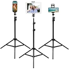 Adjustable Height: Easily adjusts from 21 inches/54cm to 63 inches/160cm for versatile viewing angles. 360-Degree Rotation: Offers full rotation capability for customizable positioning. Wide compatibility: supports various tablets and mobile phones f...