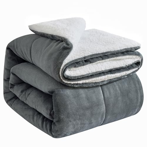 OMERAI Sherpa Fleece Throw Blanket 150x200CM - Fluffy Fuzzy Thick Warm Reversible Microfiber Blankets for Bed, Sofa, Home life and Travel Machine Washable, Double Size, Grey - Cosy Home Interiors OMERAI Sherpa Fleece Throw Blanket 150x200CM - Fluffy Fuzzy Thick Warm Reversible Microfiber Blankets for Bed, Sofa, Home life and Travel Machine Washable, Double Size, Grey