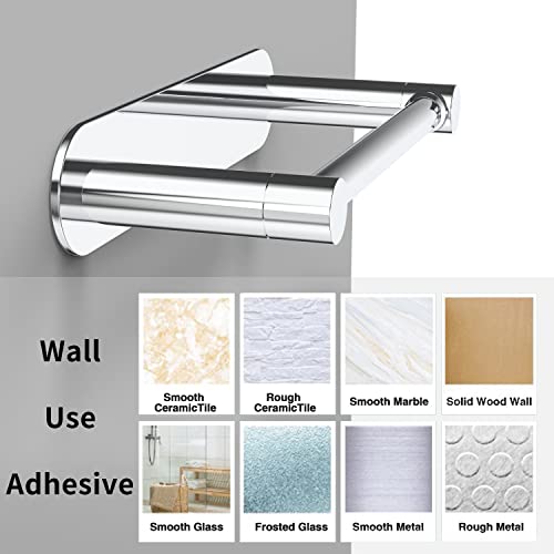 Wzrua Adhesive Toilet Paper Holder Chrome Bathroom Double Post Pivoting Toilet Tissue Holder Polished Roll Holder Stick On No Drilling Stainless Steel And Zinc Alloy… #TOP5