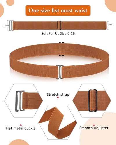 SATINIOR 2/3/4 Pack Women Elastic Stretch Belt Invisible Belts with Flat Buckle for Jeans Pants Dresses2