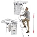 12-Step Retractable Attic Ladder with Handrails, 660 LBS Pull Down Ceiling Mount Loft Stairs for Garage Basement Attic Access (31.1×38.9in)