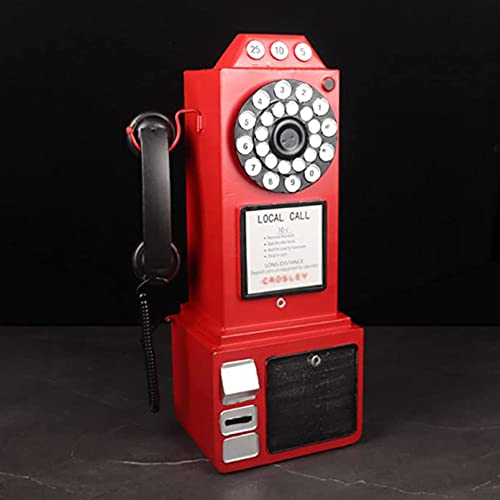 Teléfono decorativo colgante de pared estilo antiguo rosa miniatura 2