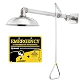 CGOLDENWALL Emergency Shower Safety Shower Station Horizontal Mount Drench Head, Can Match with Eye Wash Station, 304 Stainless Steel, NPT thread