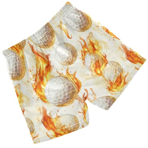 Pigsaly Boys' Swim Board Shorts Watercolor Fire White Golf Balls Boy's Swim Trunks Kids Swimwear 2T2