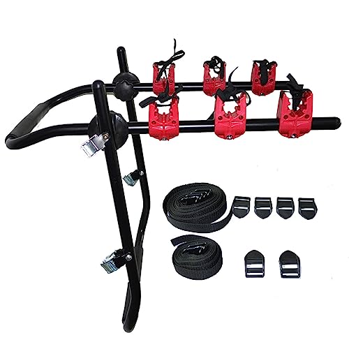 3 Bikes Mount Rack Hatchback Car Bikes Carrier Rack, Trunk Mount Foldable Bike Rack, SUV Car Rack Folding Holder Tilting Hitch Mounted for Car Hatchback SUV Bike Carrier Black, Carries 3 Bikes