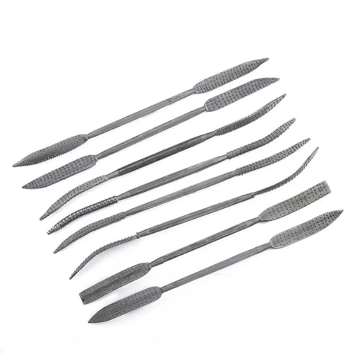 Tidevib Juego de 8 limas de escofina para tallar madera, dientes gruesos de doble extremo para carpintería, acero al carbono con cabeza curva y mango ergonómico