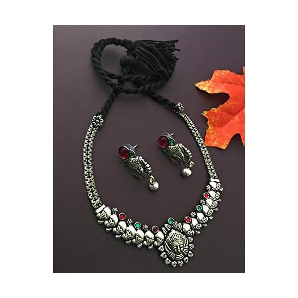 Sasitrends Oxidized Jewellery German Silver Necklace Set for Women and Girls - Image 7