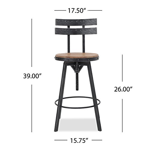 Christopher Knight Home Alanis Firwood Barstool, 39", Black Brush Silver #TOP2