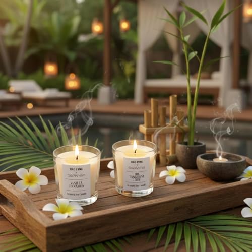Image of Decorative Shot Scented Candle (Vanilla, Tangerine)| Natural Soy Wax with Fragrance Oils | Ideal for Gifting & Home Ambience (Set of 2)