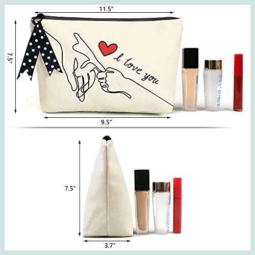 BeeGreen Makeup Case with Liner and Inner Zipper Pocket and 11.8" x 7" x 3.9" Unique Birthday Gifts for Women 12oz Canvas Travel Bag with Ribbon Makeup Bag for Best Friend Mother Gift Ideas - Image 3