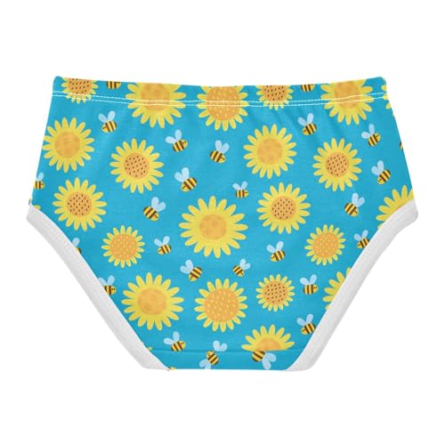 Little Girls' Soft Cotton Underwear Kids Breathable Comfort Cartoon Bee and Sunflower Panties Briefs Toddler2