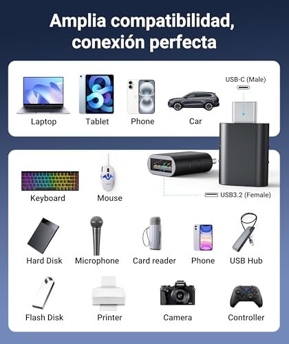 Image of Syntech USB C to USB Adapter Pack of 2 USB C Male to USB3 Female Adapter Compatible with iPhone 17 Pro Max MacBook Pro Air 2024 iMac iPad Mini Pro, Other Type C or Thunderbolt 5 /4 Devices, Space Black