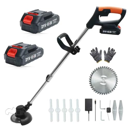 Cordless Weed Wacker, Lightweight Electric Grass Trimmer, 2 Batteries, Weed Trimmer, Adjustable Weed Eater,String Trimmers, Black