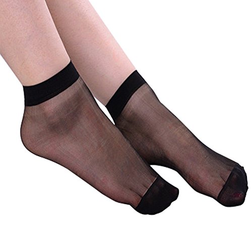 YOLAI 10 Pairs Womens Sheer Socks Summer Transparent Thin Mesh Lace Elastic Jacquard Crystal Glass Socks3