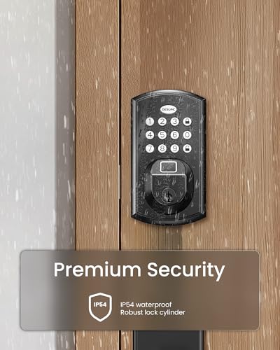 DESLOC-A100F-Keyless-Entry-Door-Lock-Fingerprint-Door-Lock-Front-Door-Lock-Smart-Lock-Deadbolt-for-Front-Door-Easy-Installation-Emergency-Power-Port12-Months-Battery-IP54-Waterproof-5-Keys