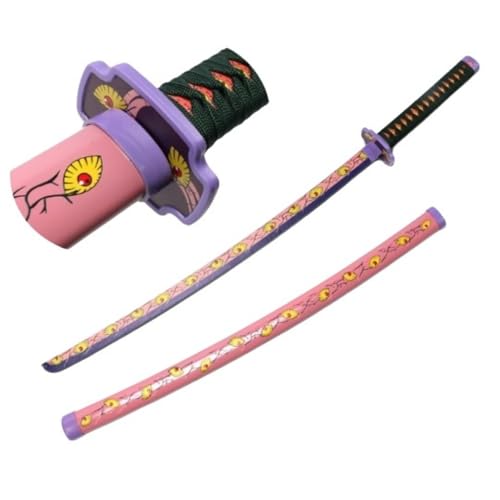 YQW鬼滅の刃 日輪刀 鬼殺隊 にちりんとう 刀 鬼滅 ABS 丸形鞘 きめつのやいば 竹刃 完成度高い 滅殺 模擬刀 木製 コレクション 美術刀 道具 刀剣 コスプレ (100cm,こくしぼ)