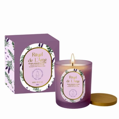 Bougie artisanale Rituel de L'Âme en cire végétale de lavande 300g