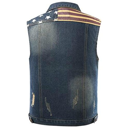 Colygamala Men's Comfortable Sleeveless Lapel Denim Jean Vest Button Up Motocycle Jacket2