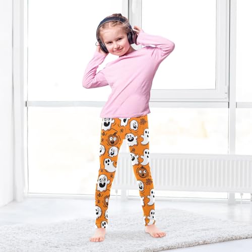Funny Ghost Orange Girls Leggings Soft Stretch Workout Yoga Dance Pants for Kids Casual Tights4