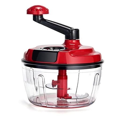 Multi-Functional Manual Food Processor,8 Cup Hand-powered Crank Chopper,Mincer Blender with Clear Container,for Vegetables Meat Fruits Nuts Herbs Onions (Without Base)