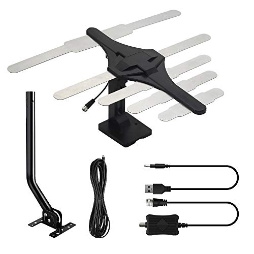 150+ Miles Range TV Antenna, Digital TV Antenna for Smart TV with Amplifier and Signal Booster, HD Antenna for TV Indoor/Outdoor, for Local Channels-Support 8K, 4K, 1080P-Mounting Pole