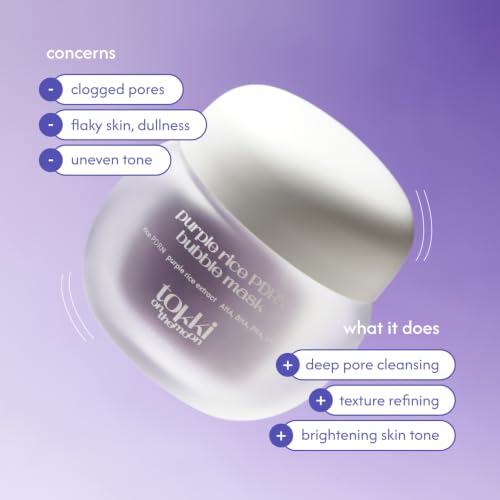 Image of Purple Rice PDRN Bubble Mask | Pore Clarifying Cleanse| Gentle Exfoliation | Clogged Pores & Rough Texture | Vegan Korean Skincare | AHA + BHA + PHA + LHA | 1.69 oz (50 g)