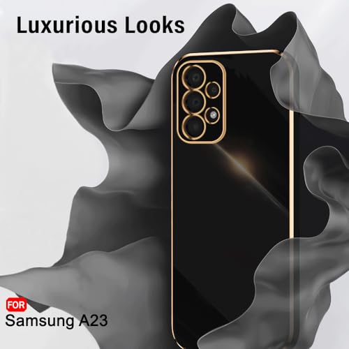 Image of TheGiftKart Thermoplastic Polyurethane Luxurious Golden-Plated Back Cover Case for Samsung Galaxy A23 4G /A23 5G|Raised Lips for Camera & Screen Protection|Shockproof Back Case for Samsung A23 /A23 5G