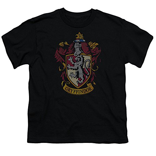 Harry Potter Gryffindor House Crest Youth T Shirt & Stickers (Large) Black