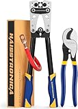 haisstronica Crimping Tool for Battery Terminals with Cable Cutters Longer Handle Heavy Duty Ratchet Hex Ring Lug Crimper,Battery Cable Lug Crimping Tool Pliers for AWG 8,6,4,2,1,1/0 Copper Wire Lugs