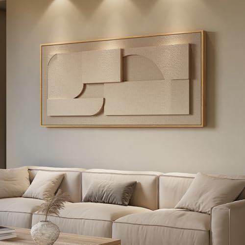 Large Framed 3D Neutral Abstract Art