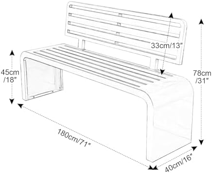 Outdoor Metal Park Bench with Backrest, 1102 Lbs Capacity Steel Frame for Patio, Porch, Garden, Lawn, Balcony - 47in White Bench for Outdoor Seating