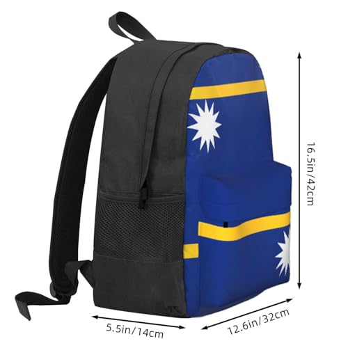 Flag Of Nauru Large Capacity Travel Backpack - Polyester Backpack,Multi-Functional Storage Bag3