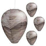 KALKAL [2026 Upgraded] 4 Pcs Wasp Nest Decoy, More Realistic Outdoor Hanging Fake Wasp Nest for Patio Garden Yard Eaves Home