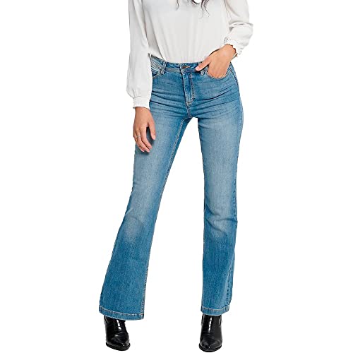 Image of ONLY Womens Relaxed Fit 5 Pocket Heavy Wash Jeans