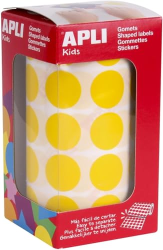 Rouleau de 1770 gommettes en rouleau jaune diam 20 Apli Kids 4859