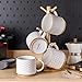 GBHOME 12OZ Stackable Coffee Mugs, Ceramic Coffee Mugs with Texture Patterns for Man,Woman,Dad,Mom, Modern Coffee Mugs Set of 4 for Latte/Cappuccino/Cocoa. Dishwasher&Microwave Safe, Off White