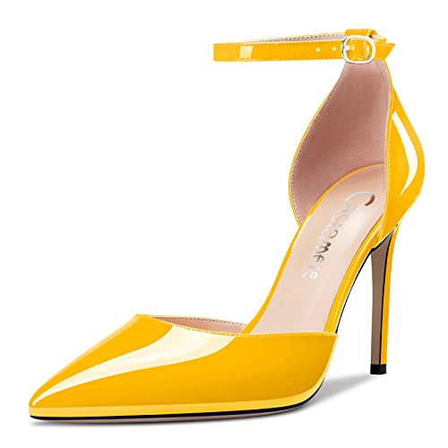 Castamere Women Stiletto High Heel Pointed Toe Ankle Strap Two-Piece Dress Pumps Slip-on Buckle Wedding Party 3.9 Inches Heels