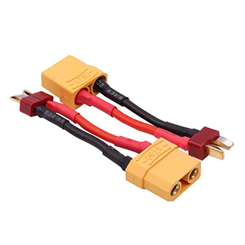 2 pcs conector adaptador hembra XT90 a macho T Plug 14awg 5cm miniatura 1