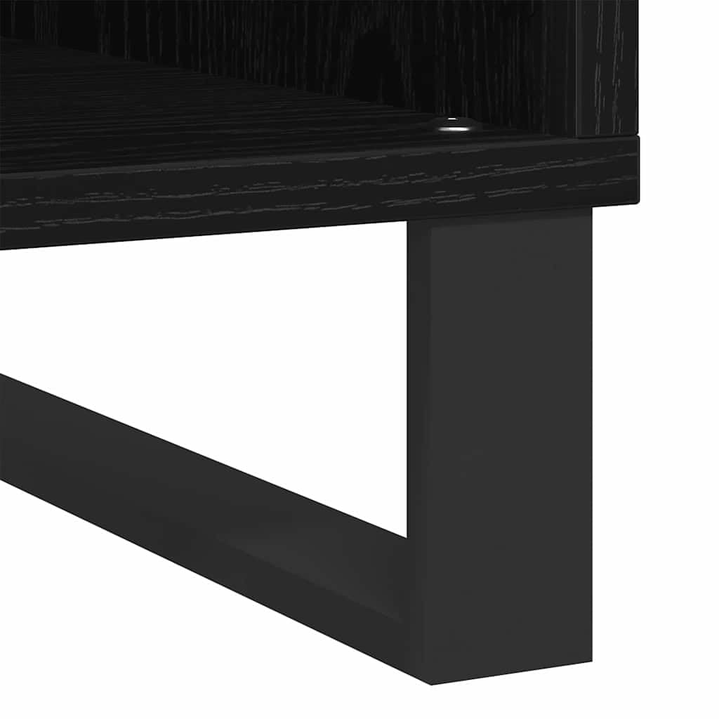 Armadietto per vinili, effetto rovere nero, 100 x 38 x 48 cm, in legno con 6 ripiani, mobile multimediale e mobile basso per soggiorno, home theater, TV, DVD, CD, vinile, console di gioco