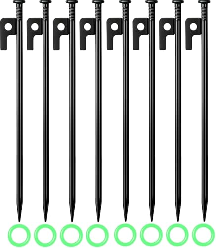 Picchetti di ancoraggio a terra, da 30 cm, 8 picchetti stabili in metallo, resistenti alle tempeste, picchetti da tenda per esterni, per campeggio e escursioni