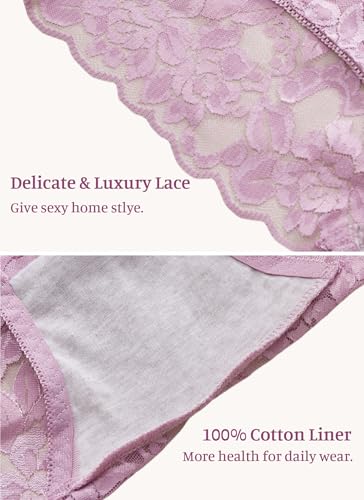 Image of Sexy High Waisted Underwear for Women Plus Size Briefs Breathable Lace Panties High Waisted Cheekster Granny Panties
