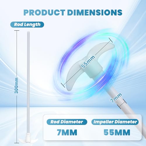 Image of 2-Pack PTFE Stirring Rod Set with Propeller & Paddle Blades - Chemical-Resistant Lab Mixing Tools for Precision Stirring, Dissolution, and Homogenization - Ideal for Lab and Industrial Use