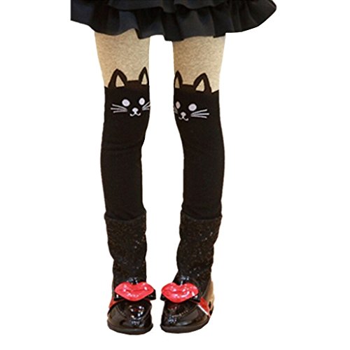 DreamHigh Girl's Black Cat Hosiery Long Cotton Overall Bottom Tights