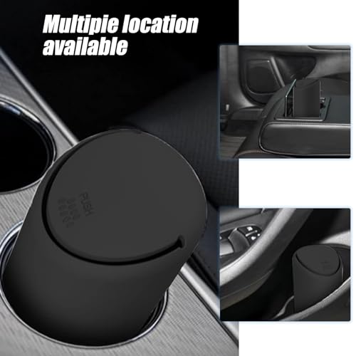 Image of Pack-1 Car Trash Can with Lid, Embedded Design, Waterproof Durable Vehicle Storage Accessories, Universal 6.29In x 2.55In Portable Leakproof Integrated Automotive Trash Can (Black)