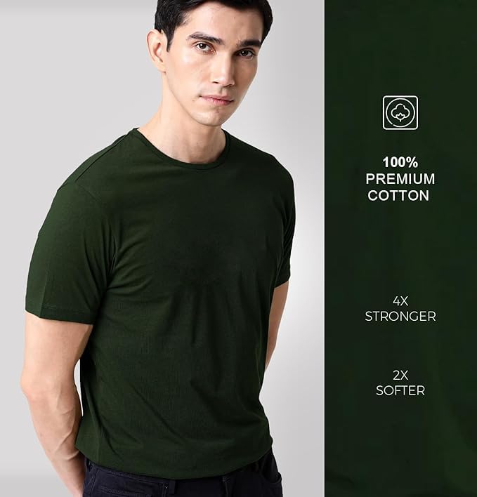 Image of Sleepynuts Round Neck Plain Cotton T-Shirt for Men Pack of 4