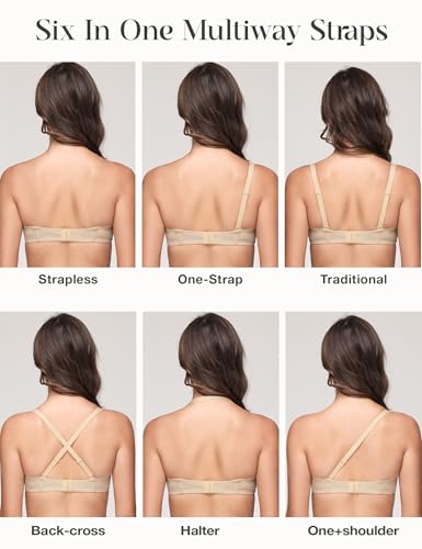 Wingslove Women's Strapless Full Figure Bra Underwire Multiway Contour Plus Size Bra Red Carpet2