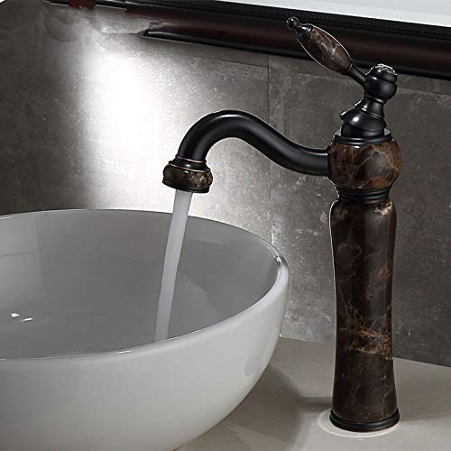 Mélangeur de grue à eau chaud et froid pour grand lavabo de salle de bain noir