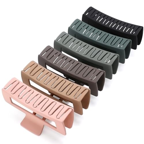 Molizummy 6 Pack 5 Inch Extra Large Claw Clips for Thick Hair Jumbo Claw Clip for Women Girls Strong Hold Oversized Hair Clips for Thick/Long/Curly Hair XL Square Jaw Accessories Multicolor