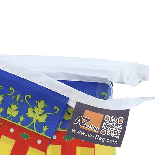 Image of AZ FLAG Valencian Community 6 meters BUNTING Flag 20 flags 9'' x 6'' - Spanish region of Comunidad Valenciana STRING flags 15 x 21 cm