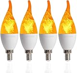 4 Pack LED Fire Flicker Flame Candelabra Light Bulb, E12 2W Flickering Effect 3 Lighting Modes...